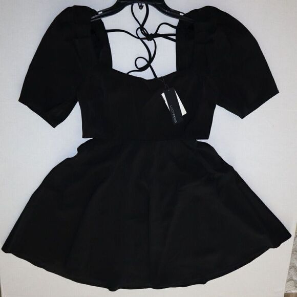 Lucy Paris BL-DR8040 Women's Sz Small Black Venice Cut-Out Short Mini Dress $88 - Picture 6 of 12